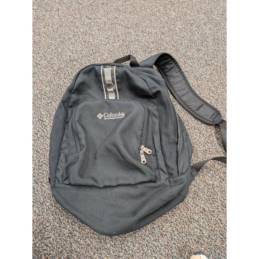 Columbia Sportswear Black Canvas Backpack Laptop Sleeve Daypack Hiking Bag